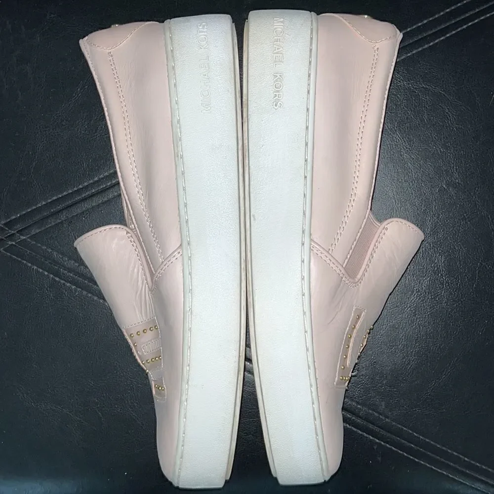 EUC WOMEN’S MICHAEL KORS TRENT SOFT PINK LEATHER SLIP ON SHOES SIZE 10